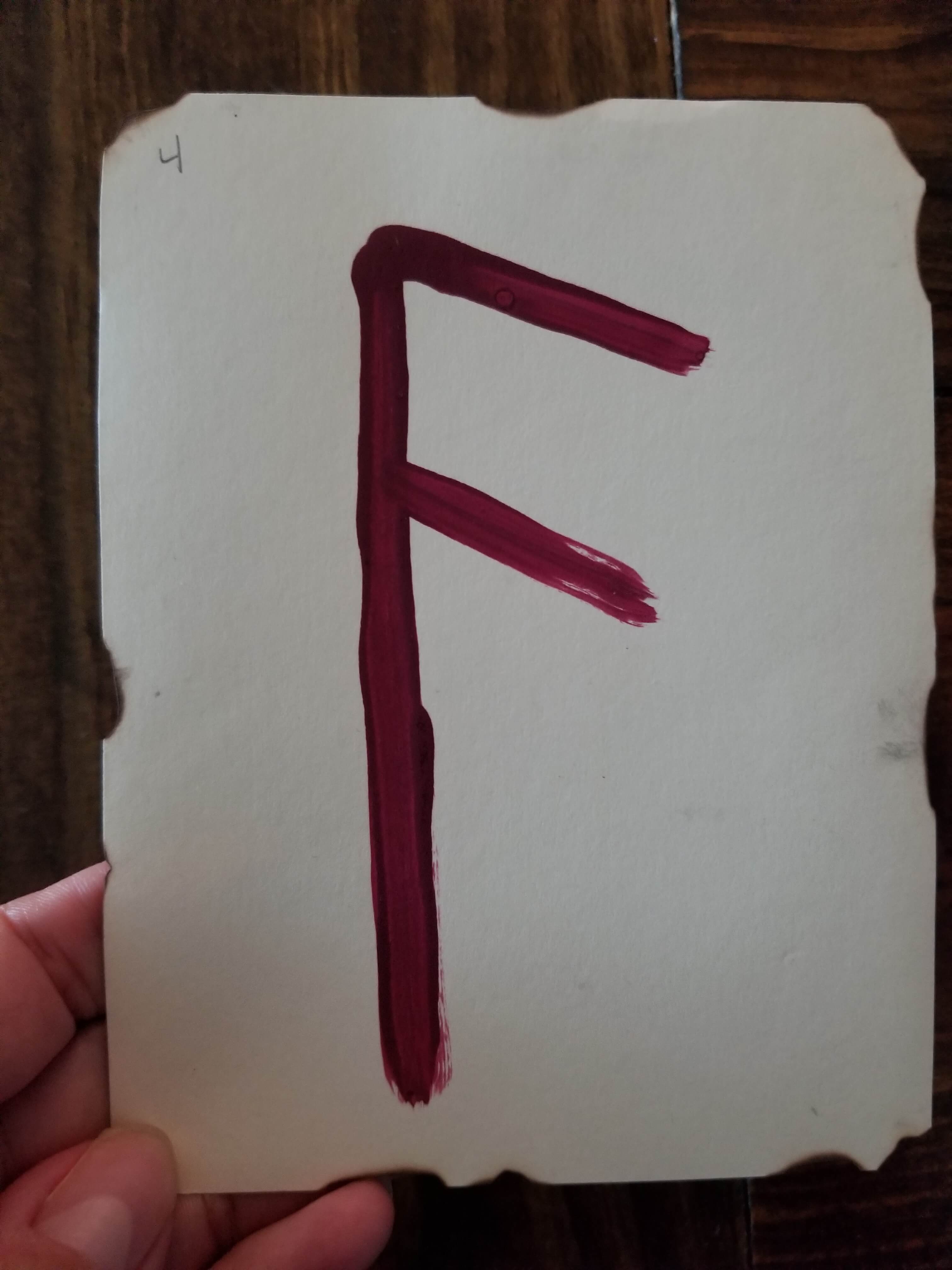 A rune card made at home using simple materials.