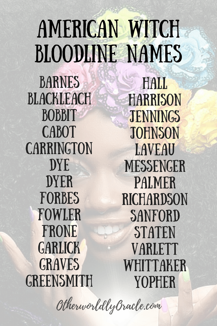 Witch Bloodline Names Database: American Witches