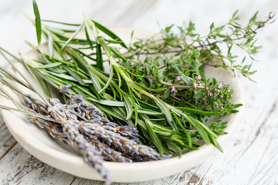Herbs with cleansing properties include: lavender, rosemary and sage.
