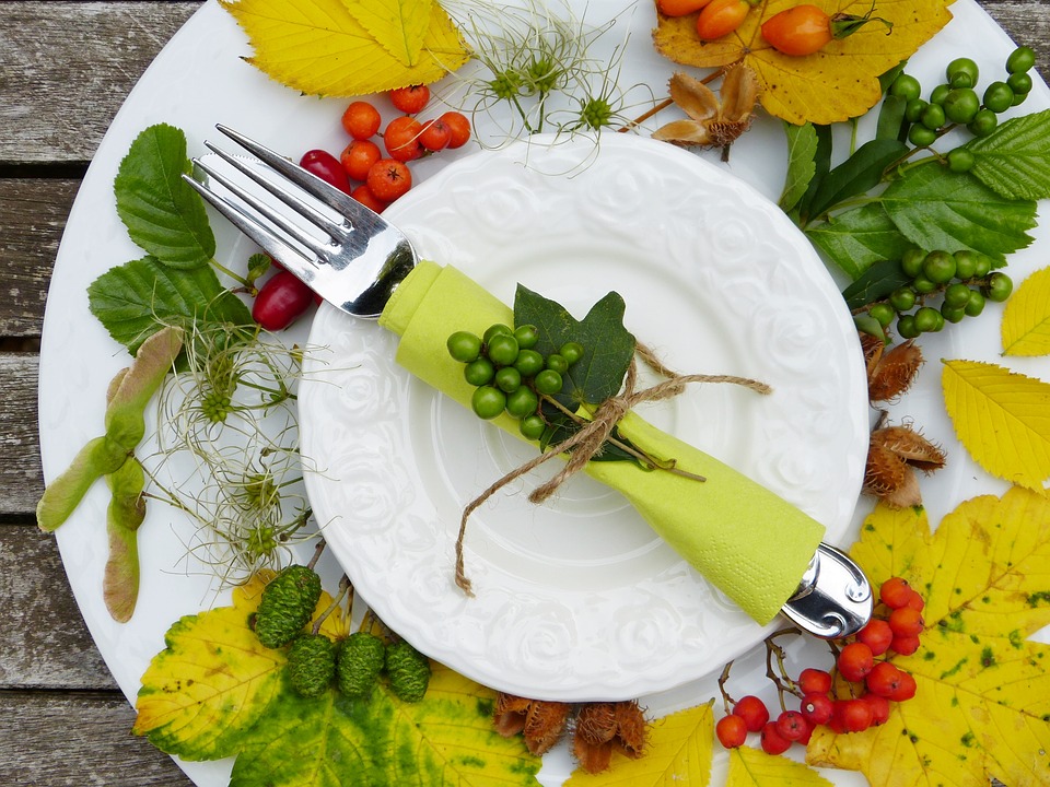 Serve your Mabon foods fancy with decorative plates and table settings.