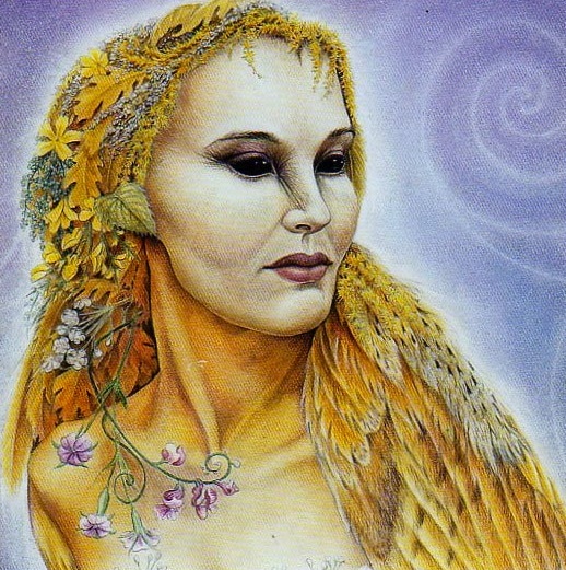 Blodeuwedd was a goddess in owl mythology of Celtic Welsh tales.