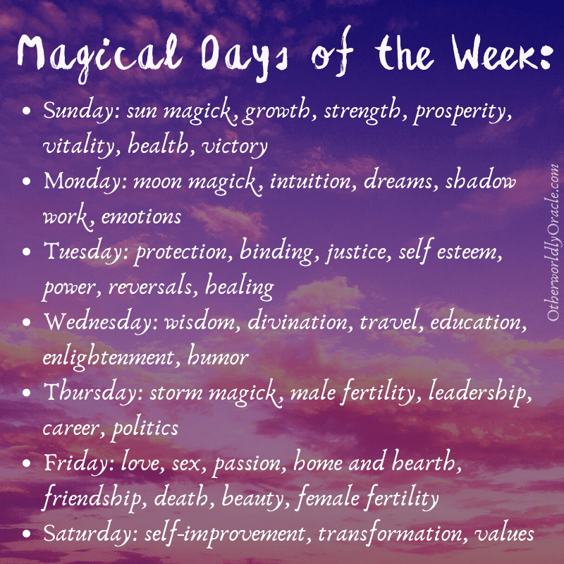 Sun magick with days of the week spell timing