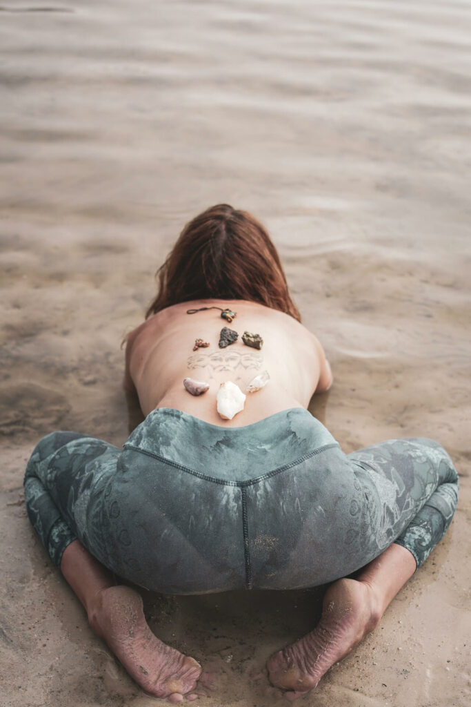 Selenite can be placed anywhere on the body to align the chakras and heal
