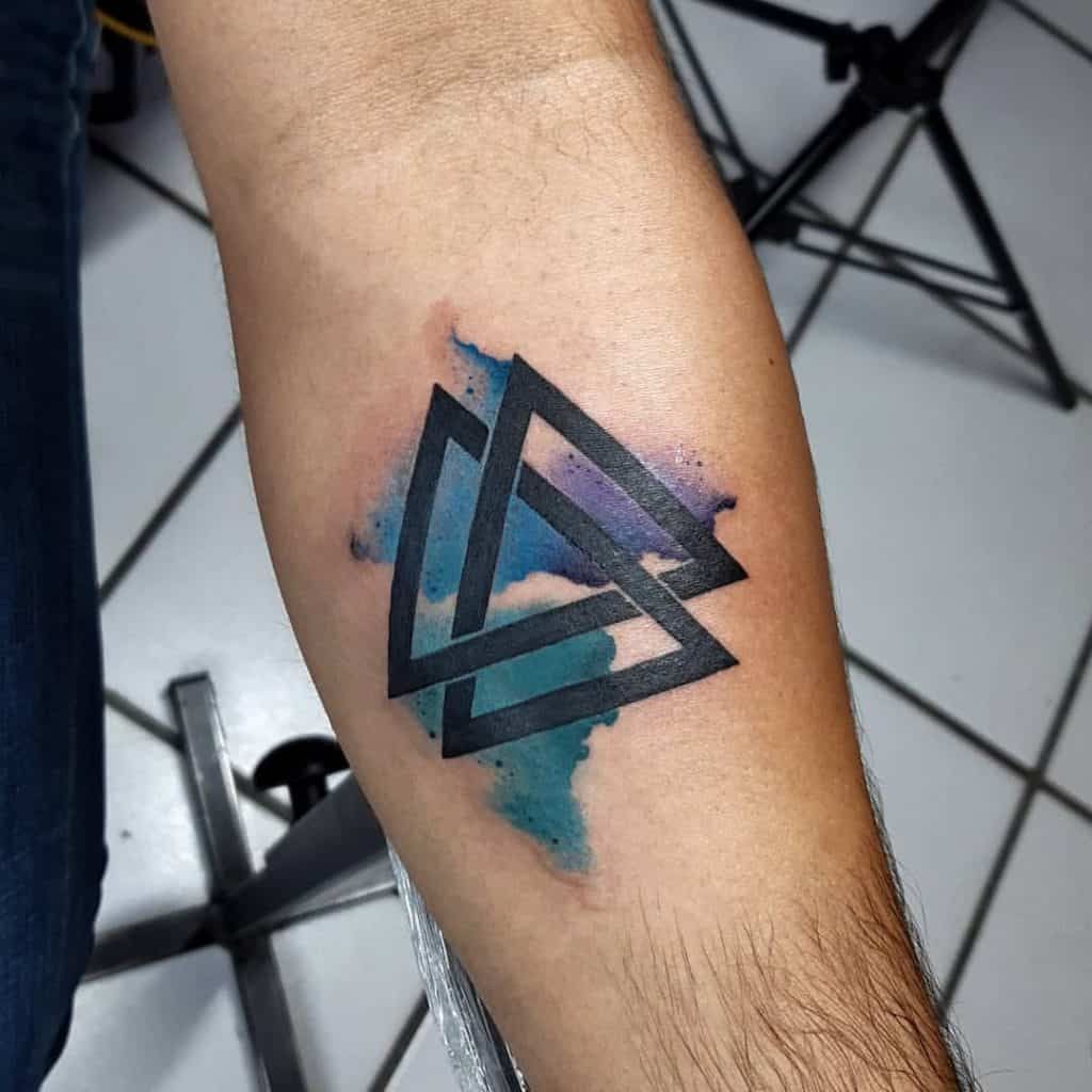 Watercolor Valknut Tattoo