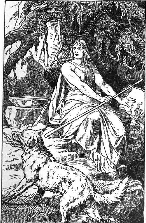 Hel with Fenrir and Jormungandr